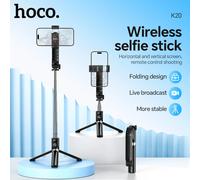 HOCO K20 supporto per trasmissione in diretta in acciaio inossidabile Wireless Selfie Stick Bluetooth 4.2 supporto per telefono da viaggio con treppiede estensibile remoto