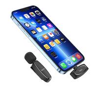 Hoco L15 - Microfono digitale wireless Crystal Lavalier, con presa Lightning, Tempo di utilizzo: fino a 6 ore, compatibile con iPhone, nero