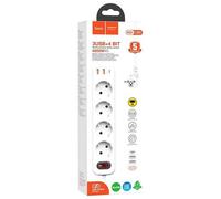 HOCO PROLUNGA 1.8 METRI MULTIPLA 4 SCHUKO + 2 USB 18W +1 USBC 20W WHITE 7917D7A