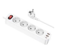 HOCO PROLUNGA 1.8 METRI MULTIPLA 4 SCHUKO + 2 USB 18W +1 USBC 20W WHITE 7917D7A