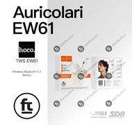HOCO TWS EW61 JUNE AURICOLARI TRUE WIRELESS BLUETOOTH 5.3 BIANCO
