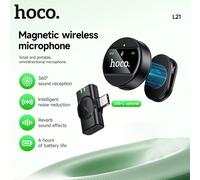 HOCO USB C Microfono rotondo wireless per iPhone 16 15 Pro Max Riduzione del rumore Microfono lavalier con clip magnetica per Xiaomi