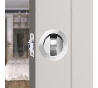 Hoconnie Serratura per Porta a Scomparsa Senza Chiave Serratura per Porta Scorrevole Invisibile Maniglia da Incasso 66mm (Rotondo, Argento)