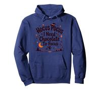 Hocus Pocus Ho Bisogno di Cioccolato per concentrarsi Felpa con Cappuccio, Unisex per Adulti, Navy, L