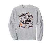 Hocus Pocus Ho Bisogno di Cioccolato per concentrarsi Felpa, Unisex per Adulti, Grigio Melange, L