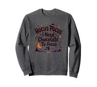 Hocus Pocus Ho Bisogno di Cioccolato per concentrarsi Felpa, Unisex per Adulti, Grigio Scuro, L