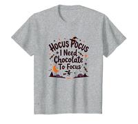 Hocus Pocus Ho Bisogno di Cioccolato per concentrarsi Maglietta, Bambini, Grigio Melange, 2 Anni