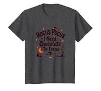 Hocus Pocus Ho Bisogno di Cioccolato per concentrarsi Maglietta, Bambini, Grigio Scuro, 8 Anni