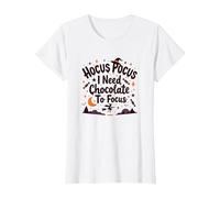Hocus Pocus Ho Bisogno di Cioccolato per concentrarsi Maglietta, Donna, Bianco, L