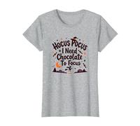 Hocus Pocus Ho Bisogno di Cioccolato per concentrarsi Maglietta, Donna, Grigio Melange, L