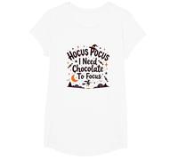 Hocus Pocus Ho Bisogno di Cioccolato per concentrarsi Maglietta, Ragazze, Bianco, L