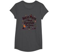 Hocus Pocus Ho Bisogno di Cioccolato per concentrarsi Maglietta, Ragazze, Grigio Scuro, L