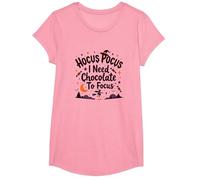 Hocus Pocus Ho Bisogno di Cioccolato per concentrarsi Maglietta, Ragazze, Rosa, L