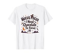 Hocus Pocus Ho Bisogno di Cioccolato per concentrarsi Maglietta, Uomo, Bianco, L