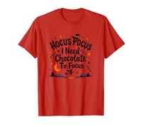 Hocus Pocus Ho Bisogno di Cioccolato per concentrarsi Maglietta, Uomo, Rosso, L