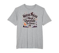 Hocus Pocus Ho Bisogno di Cioccolato per concentrarsi Maglietta, Uomo Taglie Grandi, Grigio Melange, 2X Tall