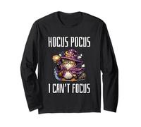 Hocus Pocus I Can't Focus Funny ADHD Cat Saying Humor Maglia a Manica