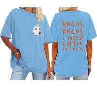 Hocus Pocus I Need Coffee to Focus Camicia Halloween Caffè Fantasma Camicie Hocus Pocus Tshirt, Blu Carolina, S