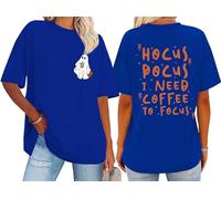 Hocus Pocus I Need Coffee to Focus Camicia Halloween Caffè Fantasma Camicie Hocus Pocus Tshirt, Blu reale, S