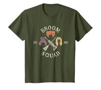 Hocus Pocus Sanderson Sisters Broom Squad Maglietta, Bambini, Oliva, 12 Anni