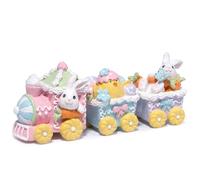 Hodao 23,5 cm, decorazione pasquale a forma di treno a forma di coniglietto di Pasqua, per la famiglia, decorazione primaverile, fatta a mano, a forma di treno di pan di zenzero, idea regalo per la