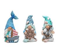 Hodao 3PCS Estate Gnomi Decor Sea Star Shell Handmade Beach Swedish Decorations for Home Scandinavian Marinaio Elfo Ornamenti Figurine Decorazione, Blu (BY-888048)