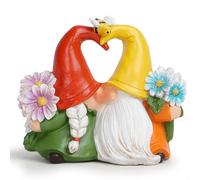 Hodao Gnomi Primavera Gnomi Coppia Decorazioni Fiore Gnomi Ornamenti Decorazioni Regali Estate Gnomi Figurine Primavera Elfi per Giardino Decorazione Sculture Primavera Regali per Decorazione Esterna