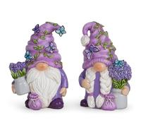 Hodao Set di 2 gnomi da sogno alla lavanda, fragranza viola, viaggio nel paese delle meraviglie primaverile, Tomte, elfo, nani, gnomo estivo, decorazione per interni (lavanda)