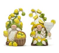 Hodao Set di statuette di gnomo di limone, decorazione per interni estive, piccoli nani decorativi per cucina, soggiorno o scaffale, set di 2 simpatici ornamenti