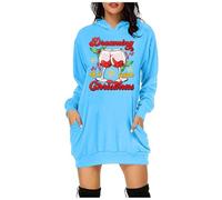 Hoddies - Maglione natalizio da donna, a maniche lunghe, con cappuccio, per il tempo libero, con stampa floreale