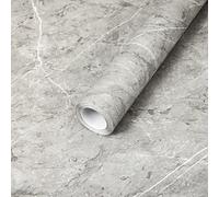 Hode Carta Plastificata da Parati Adesiva Effetto Marmo Grigio, Plastica Pellicola Rivestimento Rotolo Adesivo per Mobili, Copri Piano Top Cucina Muro Armadio 40x200cm