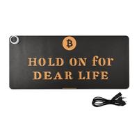 HODL - Tappetino per mouse riscaldato con simbolo Bitcoin, in pelle nera, 90 x 40 cm, per computer portatile, scrivania, accessori da gioco