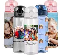 Hodmec Borracce personalizzate Borraccia in plastica personalizzata con nome e foto Borraccia anti-perdita personalizzata da 26 once con manico per sport, palestra, viaggi