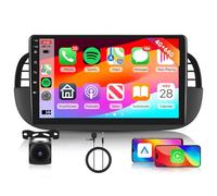 Hodozzy 4GB+64GB Autoradio per Fiat 500 2007-2015 Radio Carplay Android Auto Wireless, Android Display 9 Pollici Touch Screen Auto Stereo 2 Din GPS Navigazione, WiFi, Bluetooth DSP FM/RDS+Retrocamera