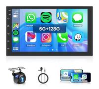 Hodozzy Android 6G+128G 2 DIN Autoradio con CarPlay Senza Fili e Android Auto, 7 Pollici con Schermo Radio Touchscreen 8-core Bluetooth 2 Din Auto Stereo con GPS/WiFi, DSP AM/RDS/FM Radio Retrocamera