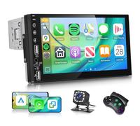 Hodozzy Autoradio 1 Din Wireless Carplay Android Auto, Schermo 7 Pollici Touch Screen Radio Auto 1 Din con Bluetooth, Riproduzione Video Online, Radio FM, EQ, SWC, Mirror Link, USB/Type-C+ Telecamera