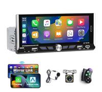 Hodozzy Autoradio con Schermo 1 Din Wireless CarPlay Android Auto, Radio 6,9 Pollici Touchscreen Bluetooth Mani Libere Auto Stereo 1 Din on Telecamera EQ FM, Lettore MP5 Auto USB/AUX/TYPE-C