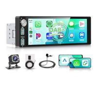 Hodozzy DAB 1 Din Autoradio con Wireless Carplay Android Auto Radio AM/FM | Touchscreen IPS da 6,86 Pollici Radio DAB+ 1 Din con Bluetooth, MirrorLink, 2USB/Tipo C, Illuminazione Colorkey, Telecamera