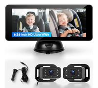 Hodozzy Specchio Retrovisore per Bambini, Dual Channel 6.86 Pollici HD Rear Facing Monitor, Baby Telecamera per Auto, 360 ° Baby Car Camera con Visione Notturna, Facile da Installare Auto per Sedile