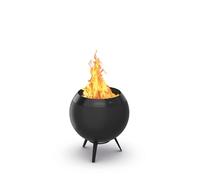 höfats - Braciere Moon 45 All Black con base bassa - Braciere smaltato, grigio ruvido con tecnologia carburatore per legno, processo di combustione a due stadi - Braciere con diametro di 45 cm