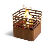 höfats - Cesto di Fuoco Cube - Come caminetto, griglia, Sgabello e Tavolo - per Giardino e terrazza - Acciaio corten - Look griglia.