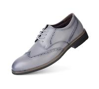 Hoefirm Scarpe da uomo in pelle con lacci, eleganti scarpe da uomo Oxford, vintage Brogues, grigio., 46 EU