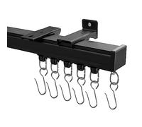 Hoeflife Binario per tenda da soffitto, binario per tenda da soffitto, divisorio o parete con ganci rotanti, perfetto per la privacy in stanze aperte (1,8-2,7 m, nero)