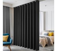hoeflife Tende divisori oscuranti con ganci, insonorizzate a pavimento, perfette per montaggio a soffitto, binari per tende, divisori da parete, colore nero, 304,8 x 243,8 cm (L x P x A)