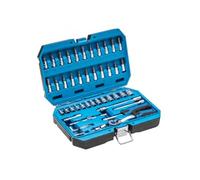 Högert Technik - Cassetta Attrezzi, Set Attrezzi, Valigetta Attrezzi, Kit Attrezzi, Chiavi a Bussola, Punte e Accessori 1/4”, Acciaio Cr-V, Meccanismo a Cricchetto con 72 Denti - HT1R416, 46 Pezzi