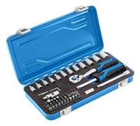 Högert Technik - Cassetta Attrezzi, Set Attrezzi, Valigetta Attrezzi, Kit Utensili, Kit Attrezzi, Chiavi a Bussola, 1/4”, Meccanismo a Cricchetto, Cacciavite con Cricchetto - 53 Pezzi