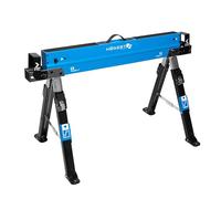 HÖGERT TECHNIK Cavalletto pieghevole regolabile in altezza 61,5 - 82 cm con portata di 590 kg, supporti per travi 40 - 90 mm, superficie di lavoro antiscivolo, supporti pieghevoli e maniglia per il