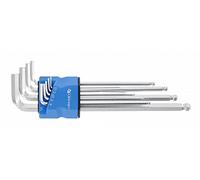 Högert Technik - Chiave esagonale con sfera I Set da 9 pezzi I Dimensioni da T1,5 a T10 I In acciaio legato S2 I Resistente alla deformazione e all'abrasione I Extra Lungo I Argento