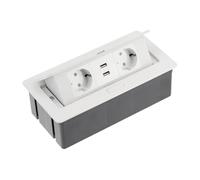 HÖGERT TECHNIK Ciabatta elettrica da incasso, 2 x Schuko + 2 x USB 2.1 A, 3600 W, Soft Touch, bianco