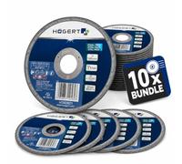 Högert Technik disco da taglio metallo 125 mm, extrasottile 1,0 mm, per acciaio e inox, foro 22,23 mm, taglio preciso senza bave, EN 12413, blu/grigio, 10 pezzi